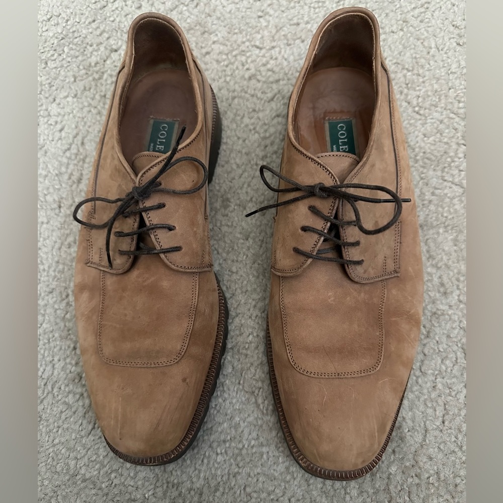 Men's Cole Haan Suede Brown Lace Up Loafers Made In Italy Size 11 1/2M